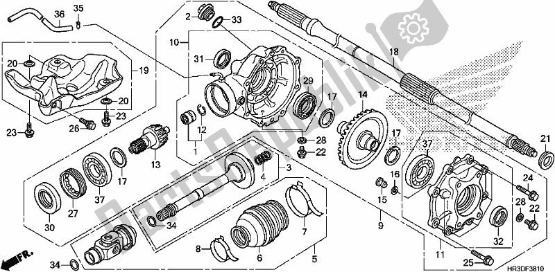 Alle onderdelen voor de Achterste Versnelling van de Honda TRX 420 FM2 2020