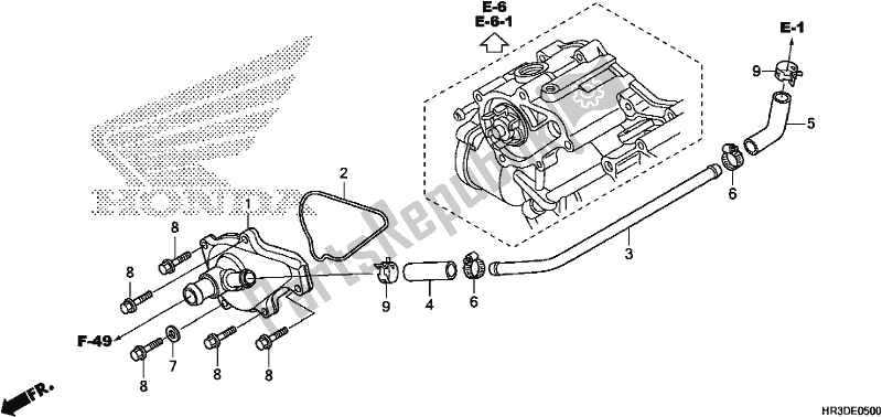 All parts for the Water Pump Cover of the Honda TRX 420 FM2 2020