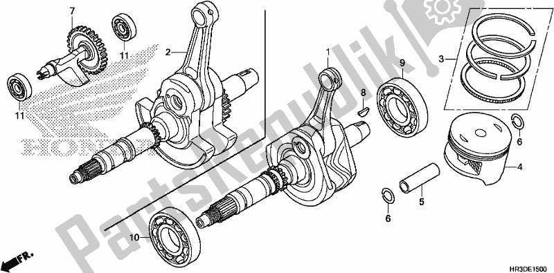 All parts for the Crankshaft/piston of the Honda TRX 420 TE1 2020