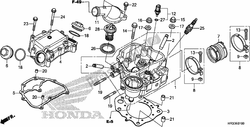 Alle onderdelen voor de Cilinderkop van de Honda TRX 420 TE1 2020