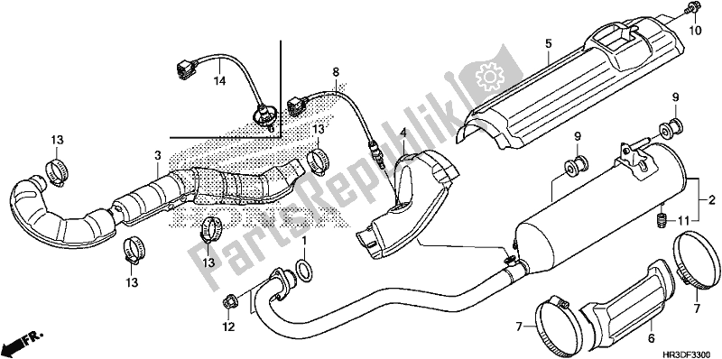 Alle onderdelen voor de Uitlaatdemper van de Honda TRX 420 TE1 2020