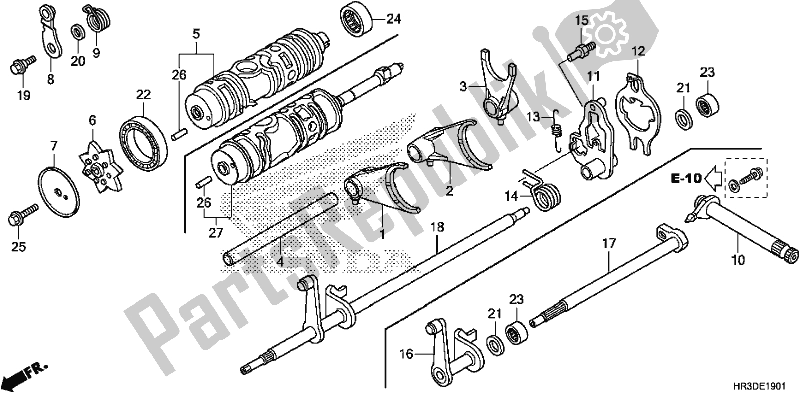 All parts for the Gearshift Fork of the Honda TRX 420 TE1 2020