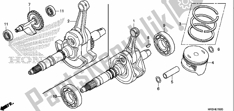 All parts for the Crankshaft/piston of the Honda TRX 420 TM1 2017