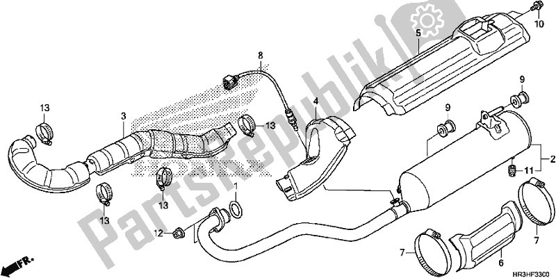 All parts for the Exhaust Muffler of the Honda TRX 420 TM1 2017