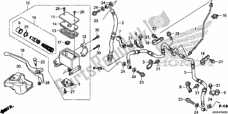 All parts for the Front Brake Master Cylinder of the Honda TRX 420 TM1 2017