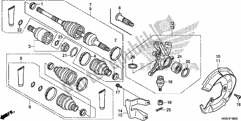 All parts for the Front Knuckle/front Drive Shaft of the Honda TRX 420 TM1 2017