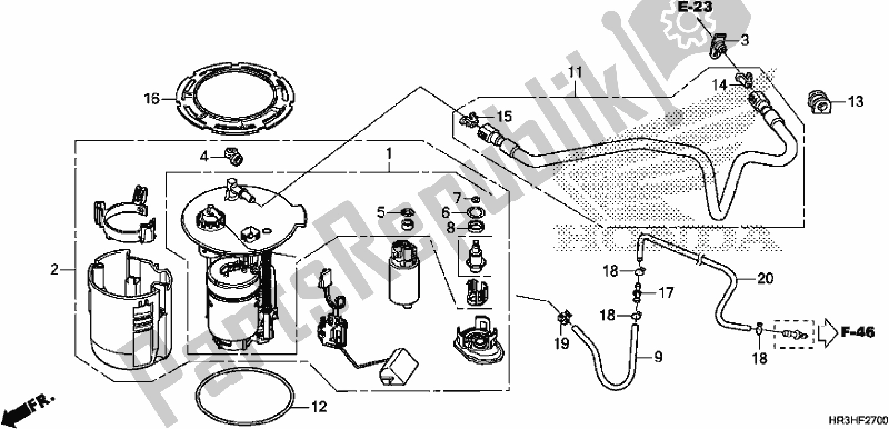 All parts for the Fuel Pump of the Honda TRX 420 TM1 2017