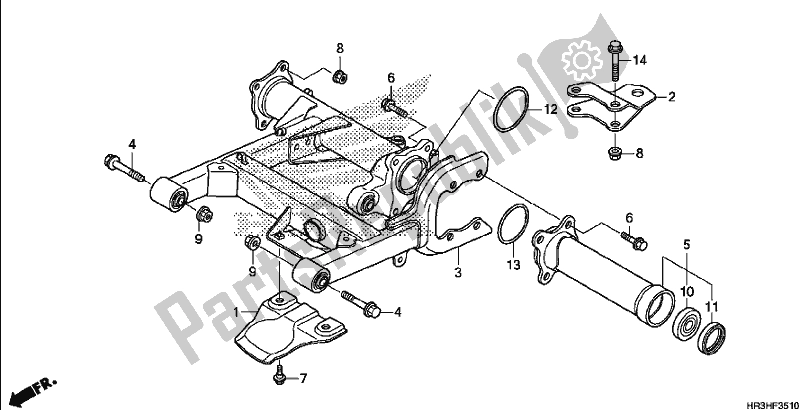 All parts for the Swingarm of the Honda TRX 420 TM1 2017