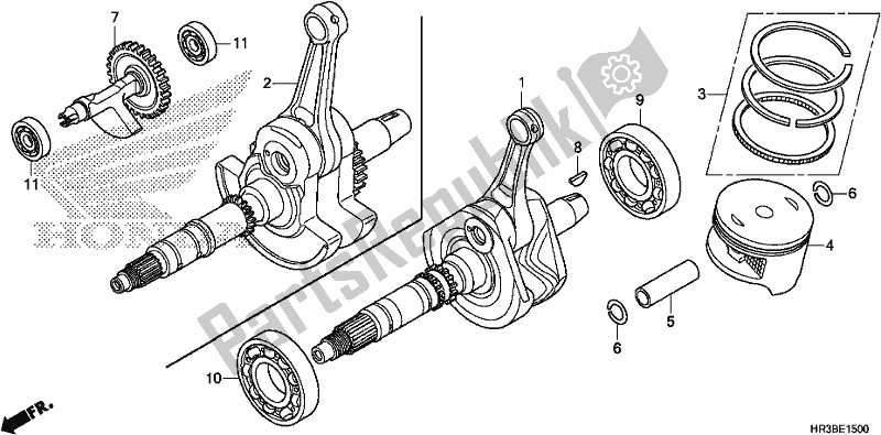 All parts for the Crankshaft/piston of the Honda TRX 420 TM1 2018