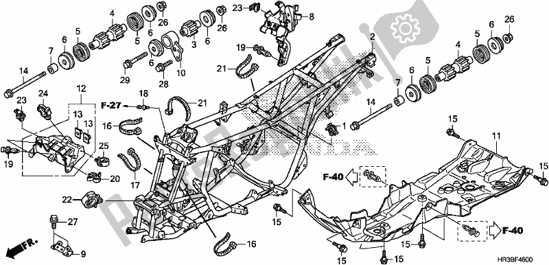 All parts for the Frame Body of the Honda TRX 420 TM1 2018