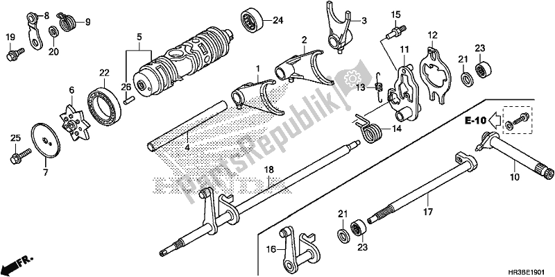 Toutes les pièces pour le Fourchette De Changement De Vitesse du Honda TRX 420 TM1 2018