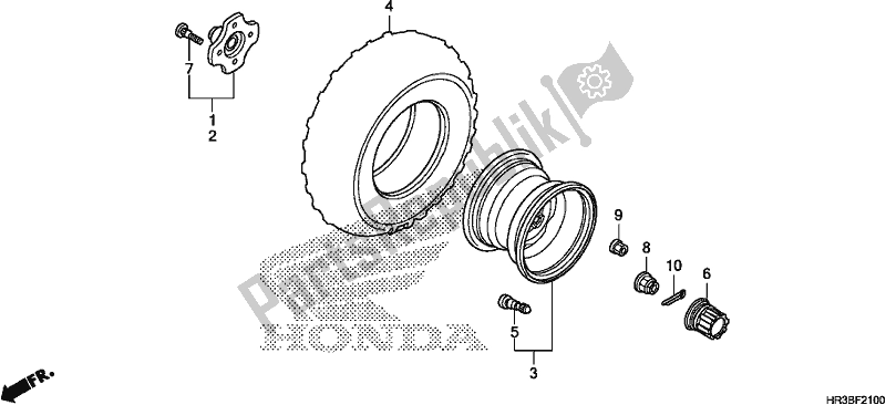 All parts for the Rear Wheel of the Honda TRX 420 TM1 2018