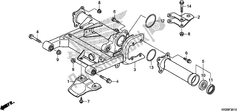 All parts for the Swingarm of the Honda TRX 420 TM1 2018