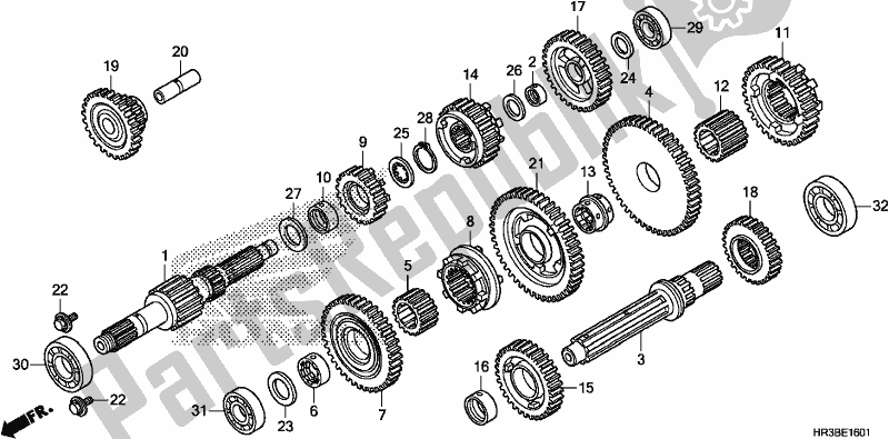 Todas as partes de Transmissão do Honda TRX 420 TM1 2018