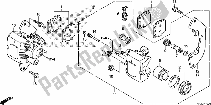 Tutte le parti per il Pinza Freno Anteriore del Honda TRX 420 TM1 2019