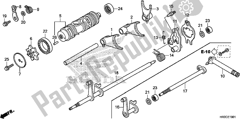 All parts for the Gearshift Fork of the Honda TRX 420 TM1 2019