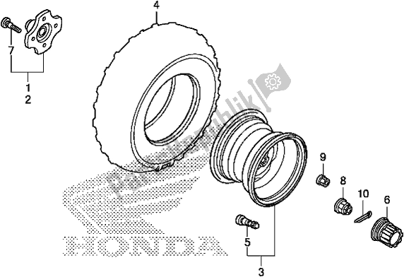 All parts for the Rear Wheel of the Honda TRX 420 TM1 2019