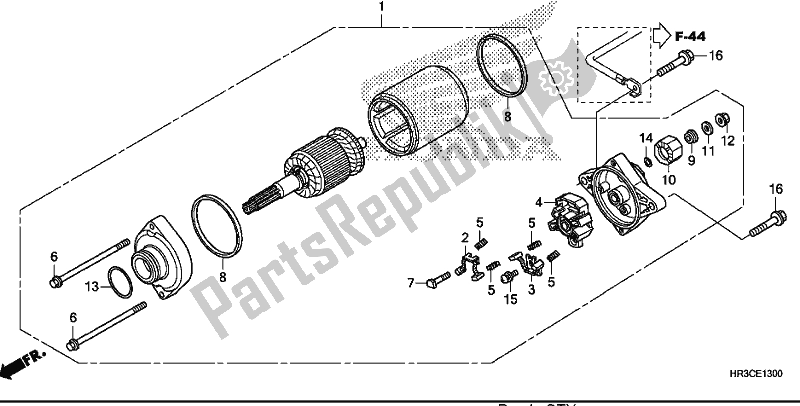 All parts for the Starter Motor of the Honda TRX 420 TM1 2019