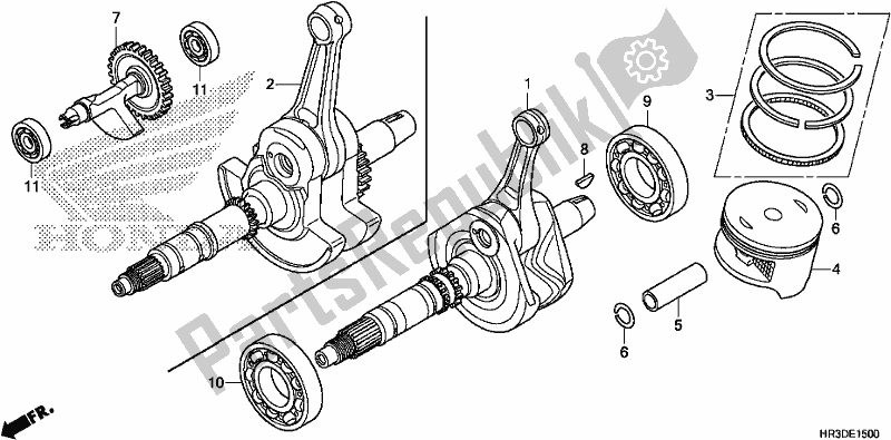 All parts for the Crankshaft/piston of the Honda TRX 420 TM1 2020