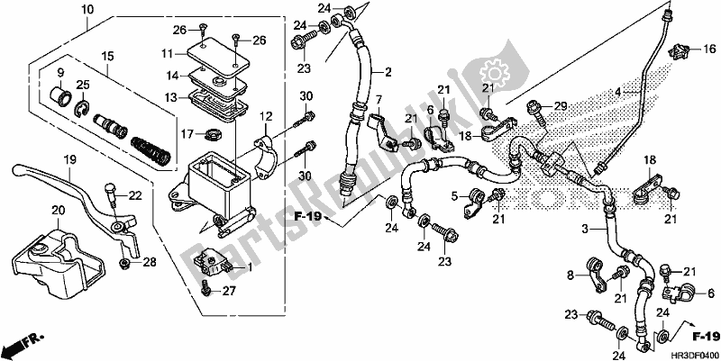 Tutte le parti per il Pompa Freno Anteriore del Honda TRX 420 TM1 2020