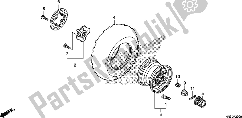 All parts for the Front Wheel of the Honda TRX 420 TM1 2020