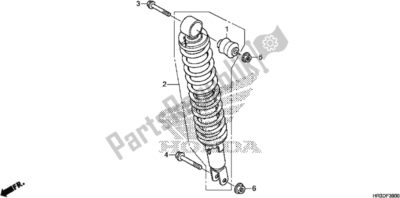 All parts for the Rear Cushion of the Honda TRX 420 TM1 2020