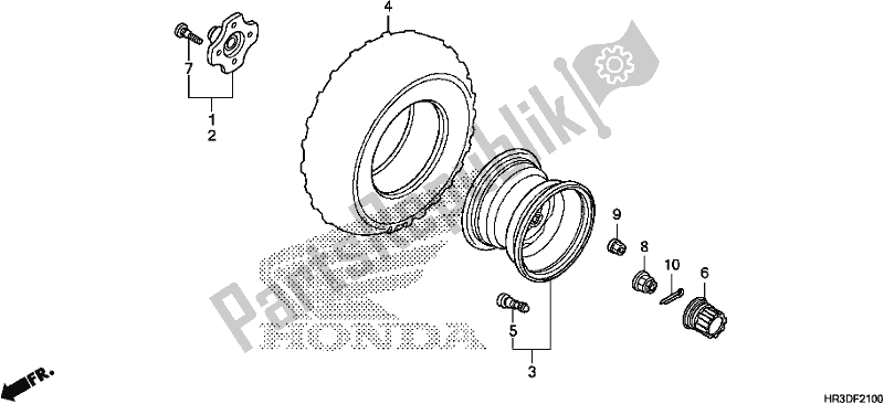 All parts for the Rear Wheel of the Honda TRX 420 TM1 2020