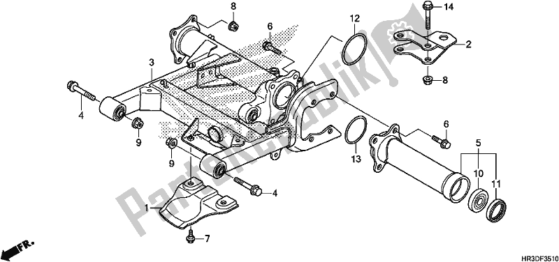 All parts for the Swingarm of the Honda TRX 420 TM1 2020