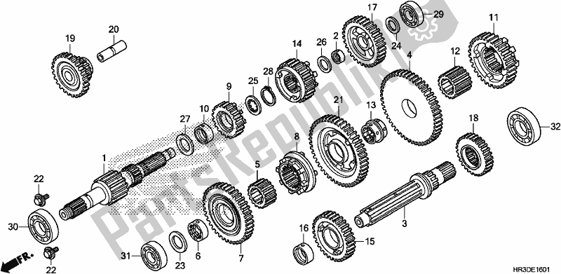 All parts for the Transmission of the Honda TRX 420 TM1 2020