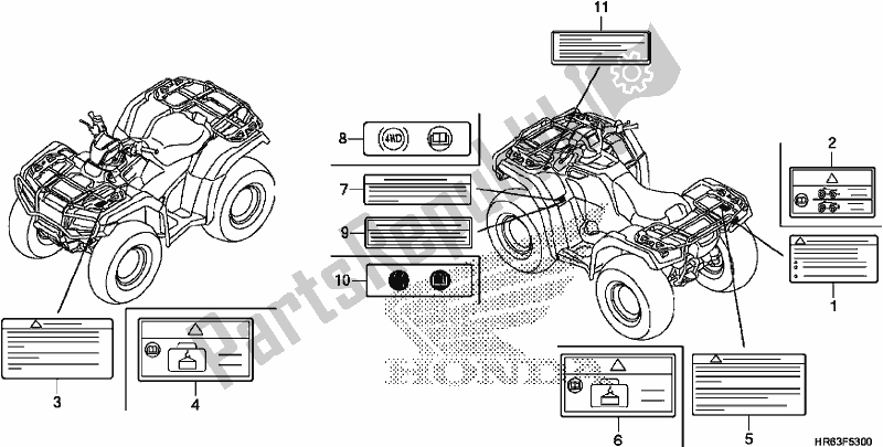 All parts for the Caution Label of the Honda TRX 500 FA6 2017