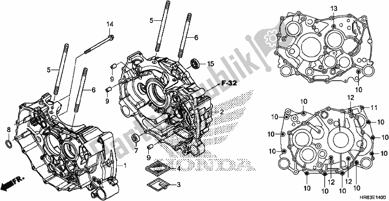 All parts for the Crankcase of the Honda TRX 500 FA6 2017