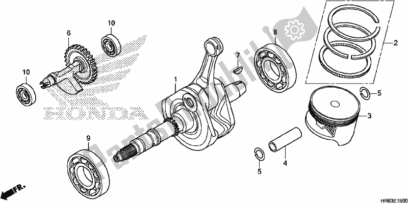 Toutes les pièces pour le Vilebrequin / Piston du Honda TRX 500 FA6 2017