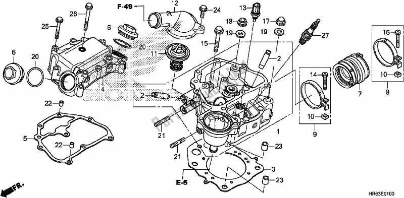 All parts for the Cylinder Head of the Honda TRX 500 FA6 2017