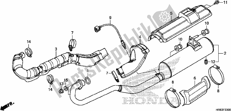 All parts for the Exhaust Muffler of the Honda TRX 500 FA6 2017