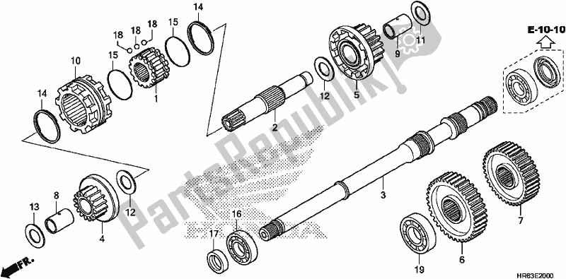 All parts for the Final Shaft of the Honda TRX 500 FA6 2017