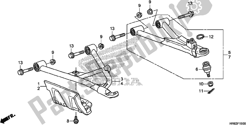 All parts for the Front Arm of the Honda TRX 500 FA6 2017