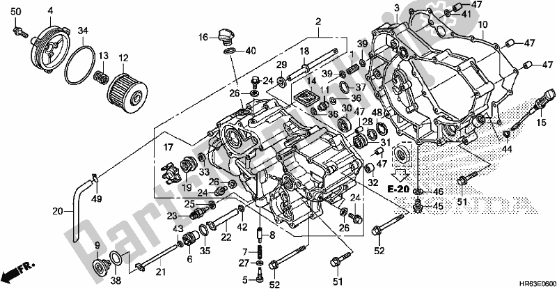 Tutte le parti per il Coperchio Del Carter Anteriore del Honda TRX 500 FA6 2017