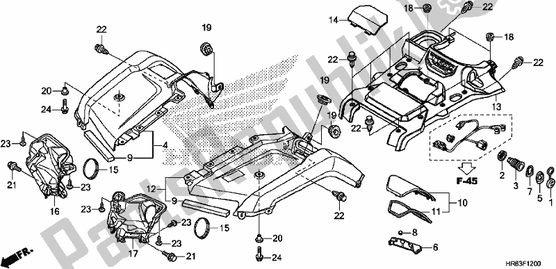 All parts for the Front Fender of the Honda TRX 500 FA6 2017