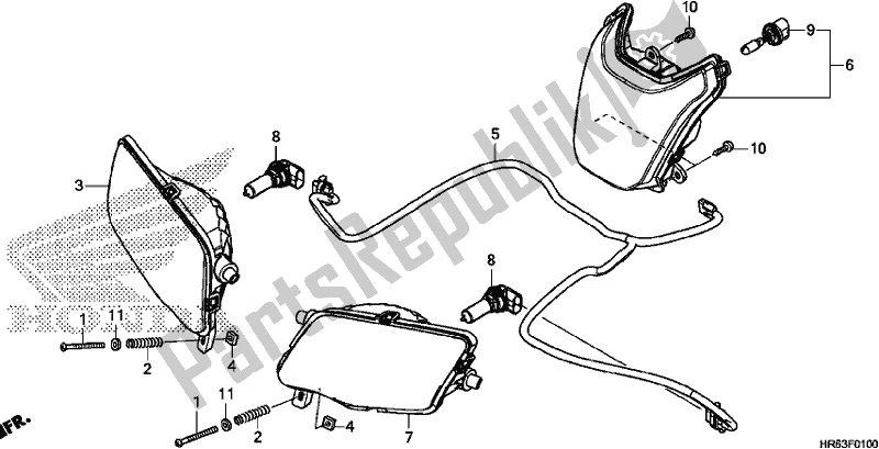 All parts for the Headlight of the Honda TRX 500 FA6 2017