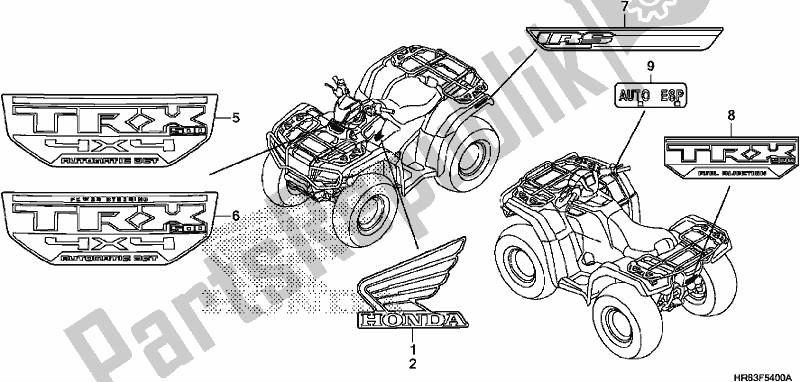 Tutte le parti per il Marchio / Emblema del Honda TRX 500 FA6 2017