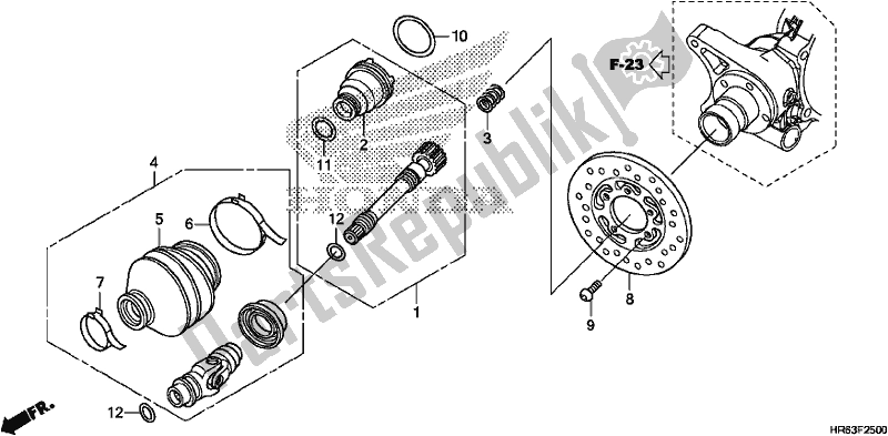 All parts for the Propeller Shaft of the Honda TRX 500 FA6 2017