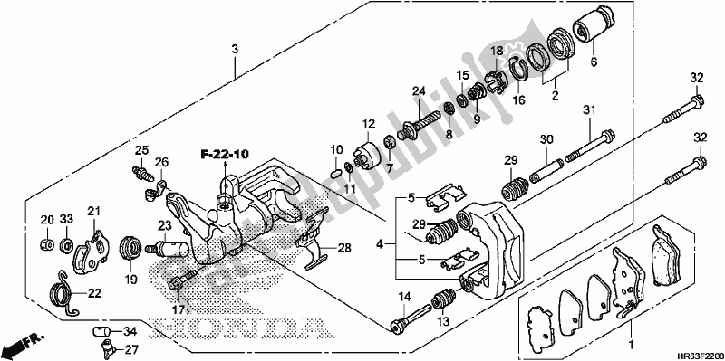 All parts for the Rear Brake Caliper of the Honda TRX 500 FA6 2017