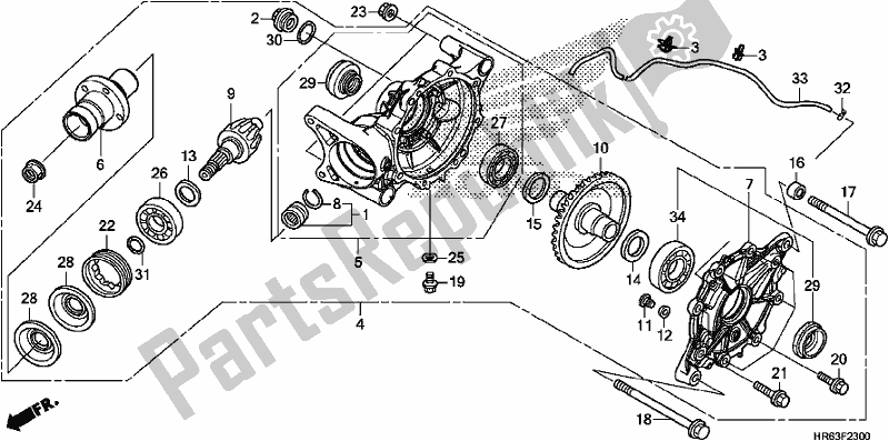 All parts for the Rear Final Gear of the Honda TRX 500 FA6 2017