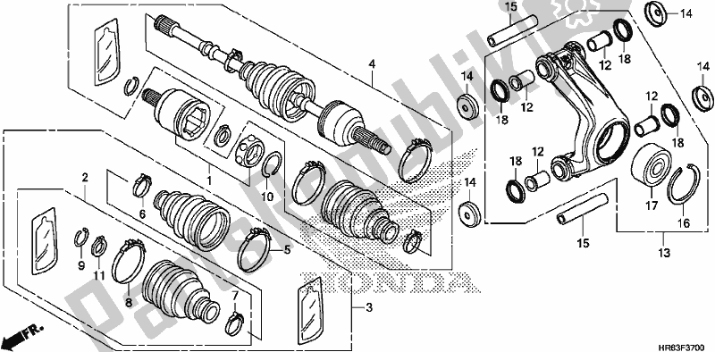 Tutte le parti per il Rear Knuckle/rear Drive Shaft del Honda TRX 500 FA6 2017