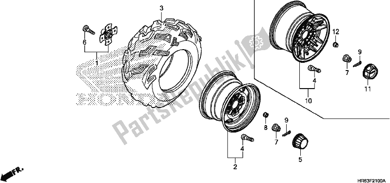 All parts for the Rear Wheel of the Honda TRX 500 FA6 2017