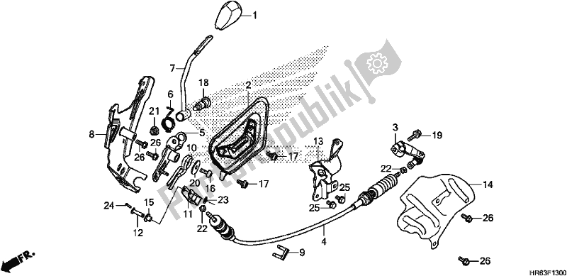 All parts for the Select Lever of the Honda TRX 500 FA6 2017