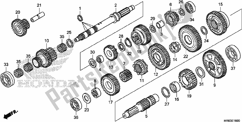 All parts for the Transmission of the Honda TRX 500 FA6 2017