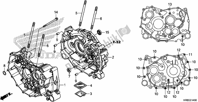 All parts for the Crankcase of the Honda TRX 500 FA6 2018