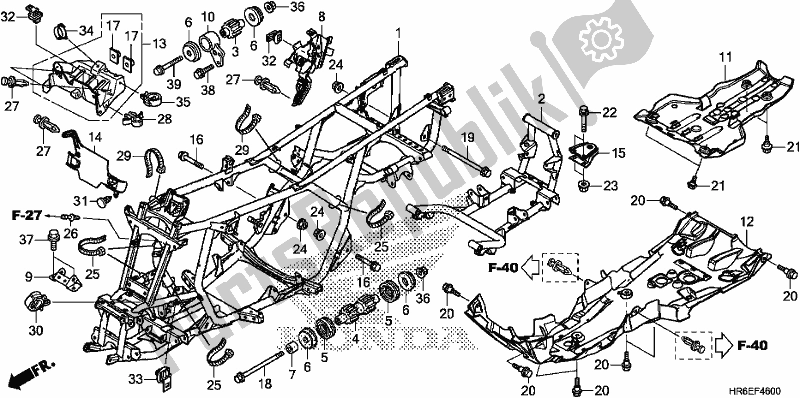 All parts for the Frame Body of the Honda TRX 500 FA6 2018