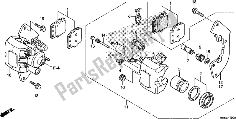 All parts for the Front Brake Caliper of the Honda TRX 500 FA6 2018